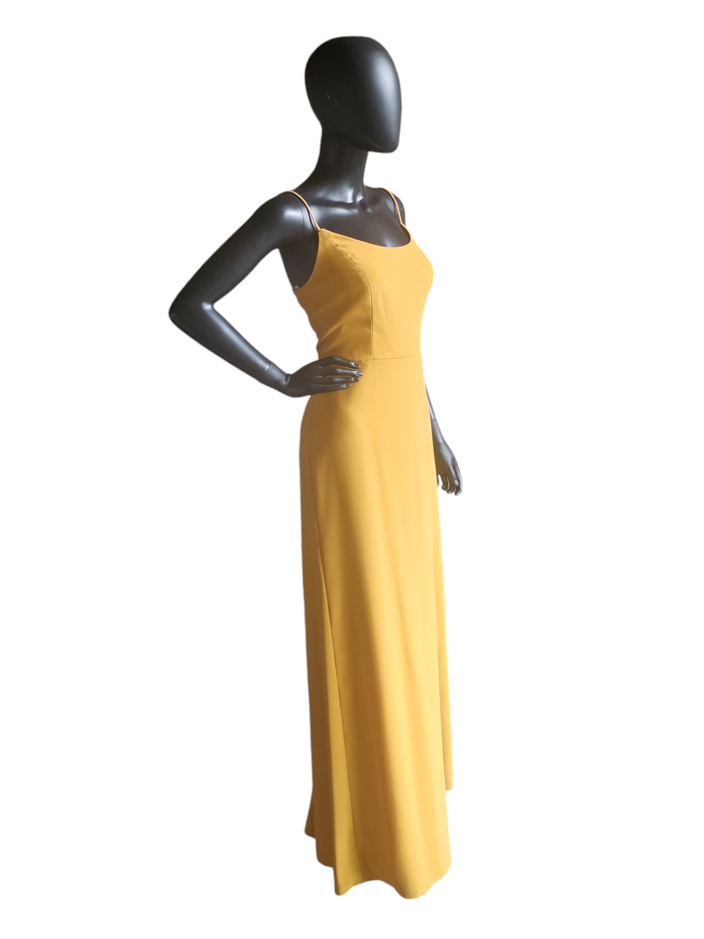 After Six Crepe Mustard/Yellow Scoopneck Bridesmaid Dress