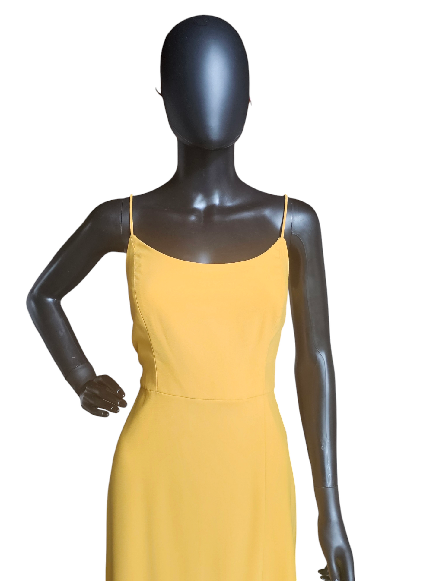 After Six Crepe Mustard/Yellow Scoopneck Bridesmaid Dress