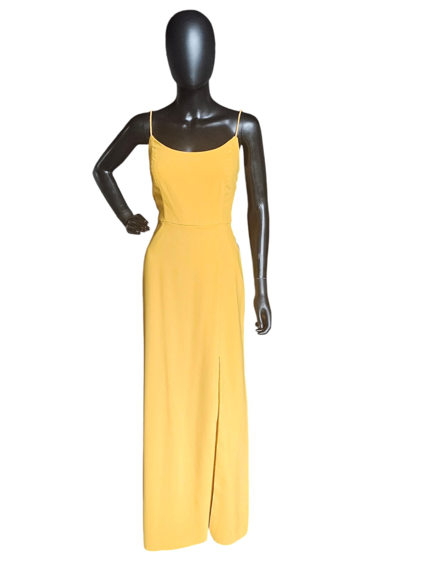 After Six Crepe Mustard/Yellow Scoopneck Bridesmaid Dress