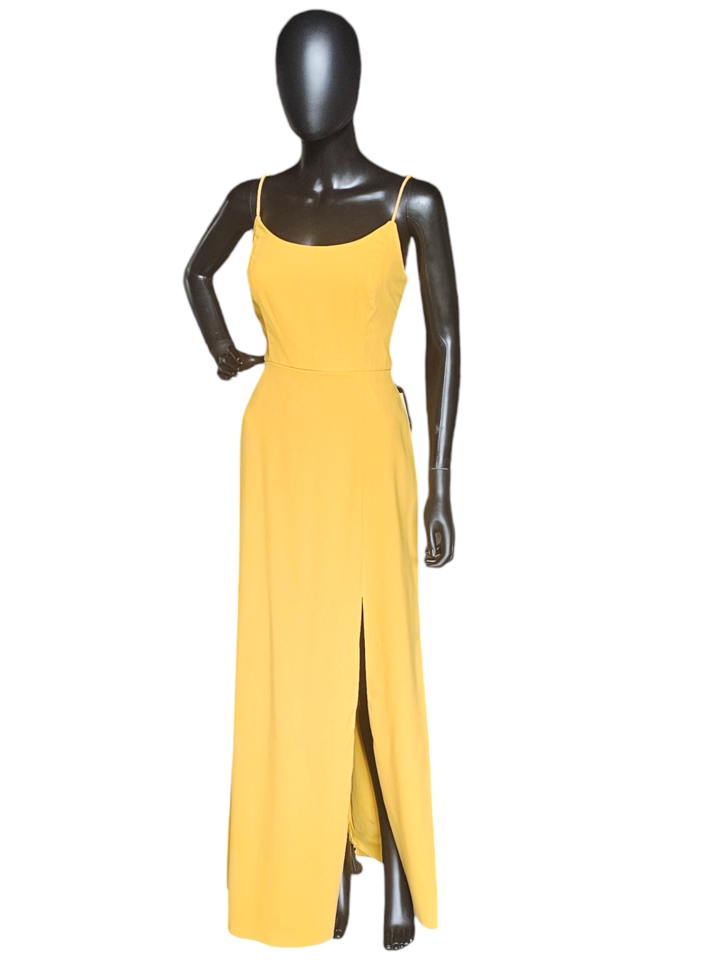 After Six Crepe Mustard/Yellow Scoopneck Bridesmaid Dress