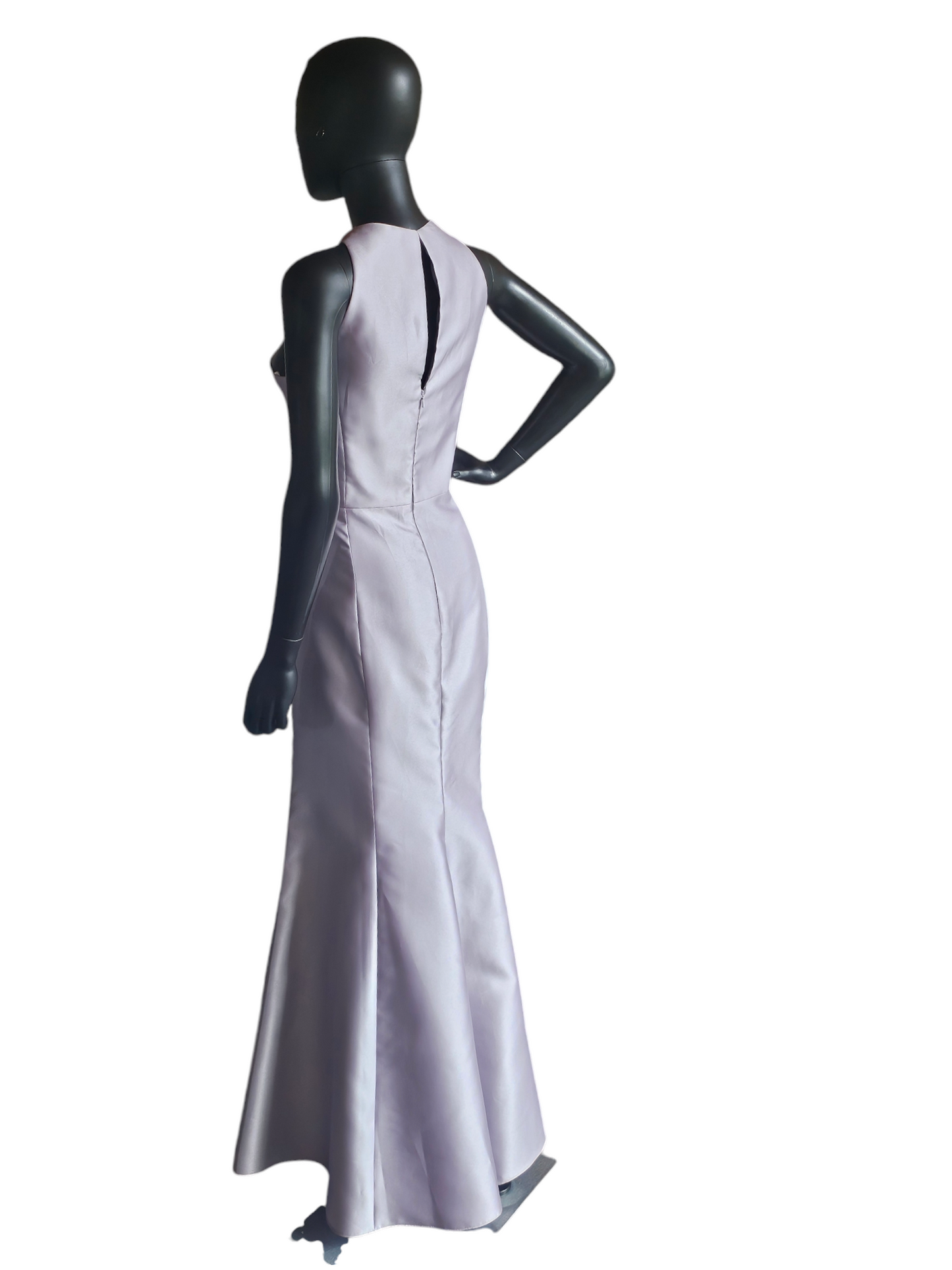 Jewel Collar Lavender Satin Twill Formal Gown - Bella Bridesmaids