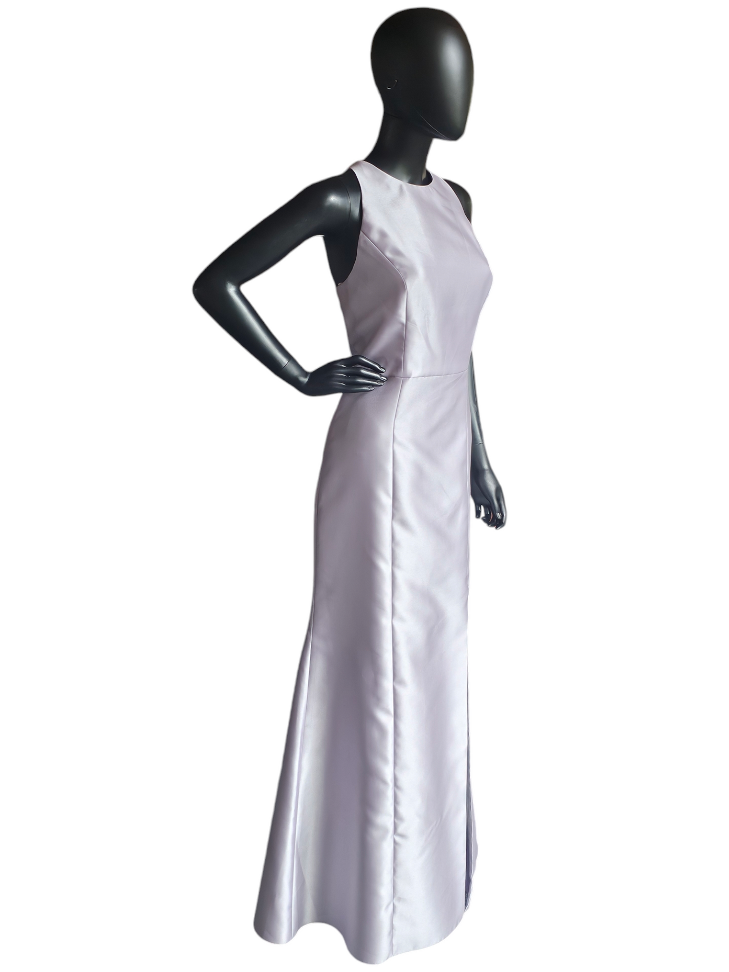 Jewel Collar Lavender Satin Twill Formal Gown - Bella Bridesmaids