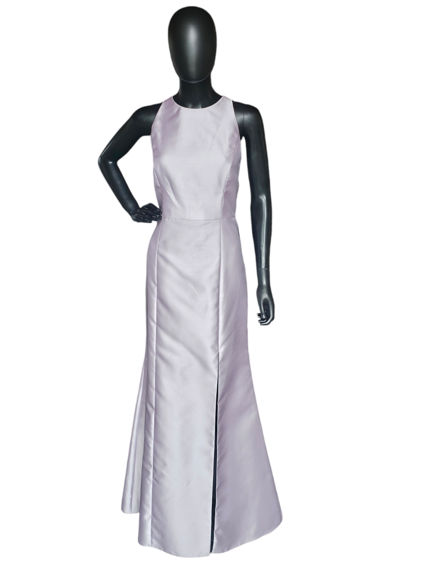 Jewel Collar Lavender Satin Twill Formal Gown - Bella Bridesmaids