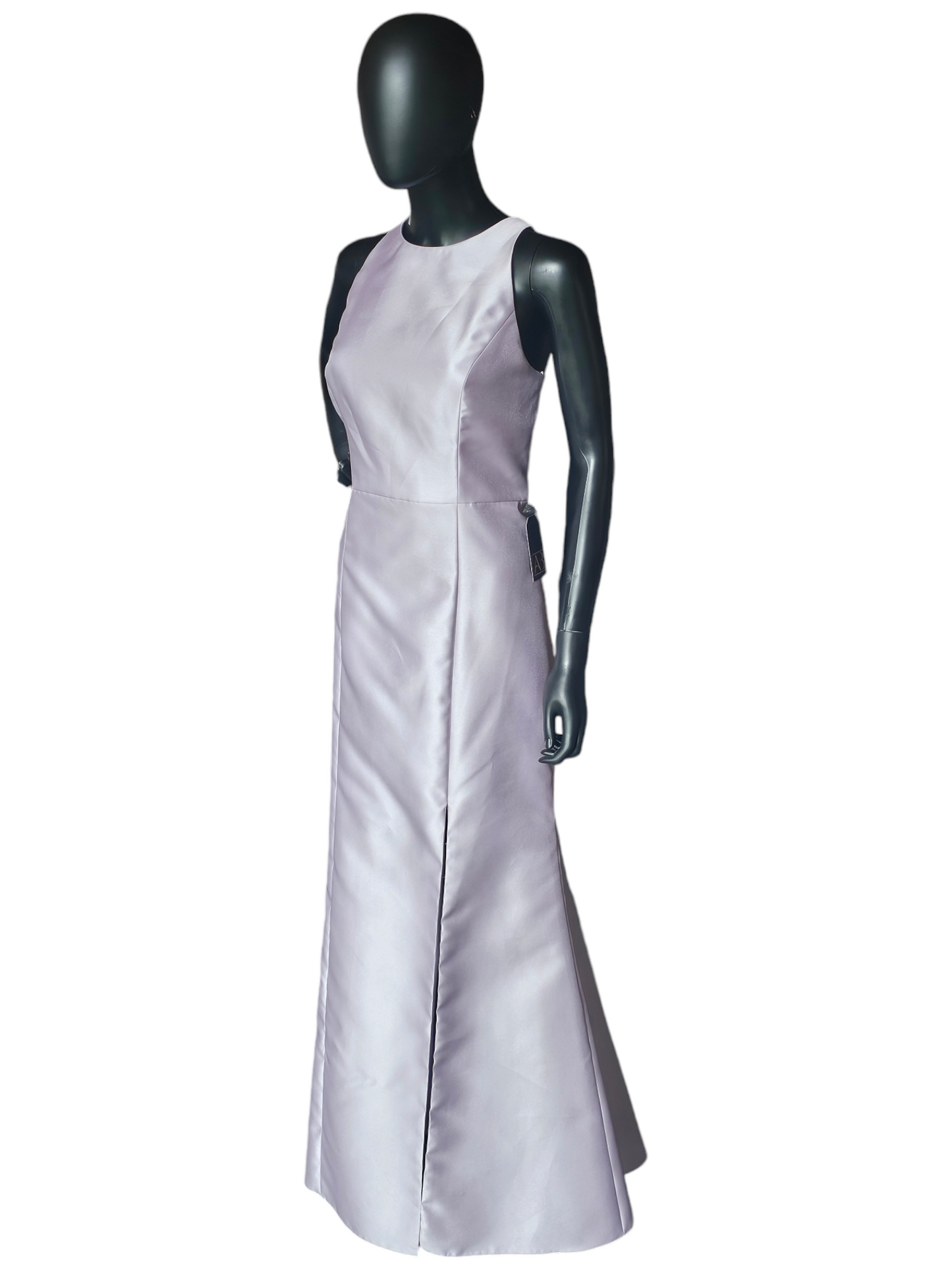 Jewel Collar Lavender Satin Twill Formal Gown - Bella Bridesmaids