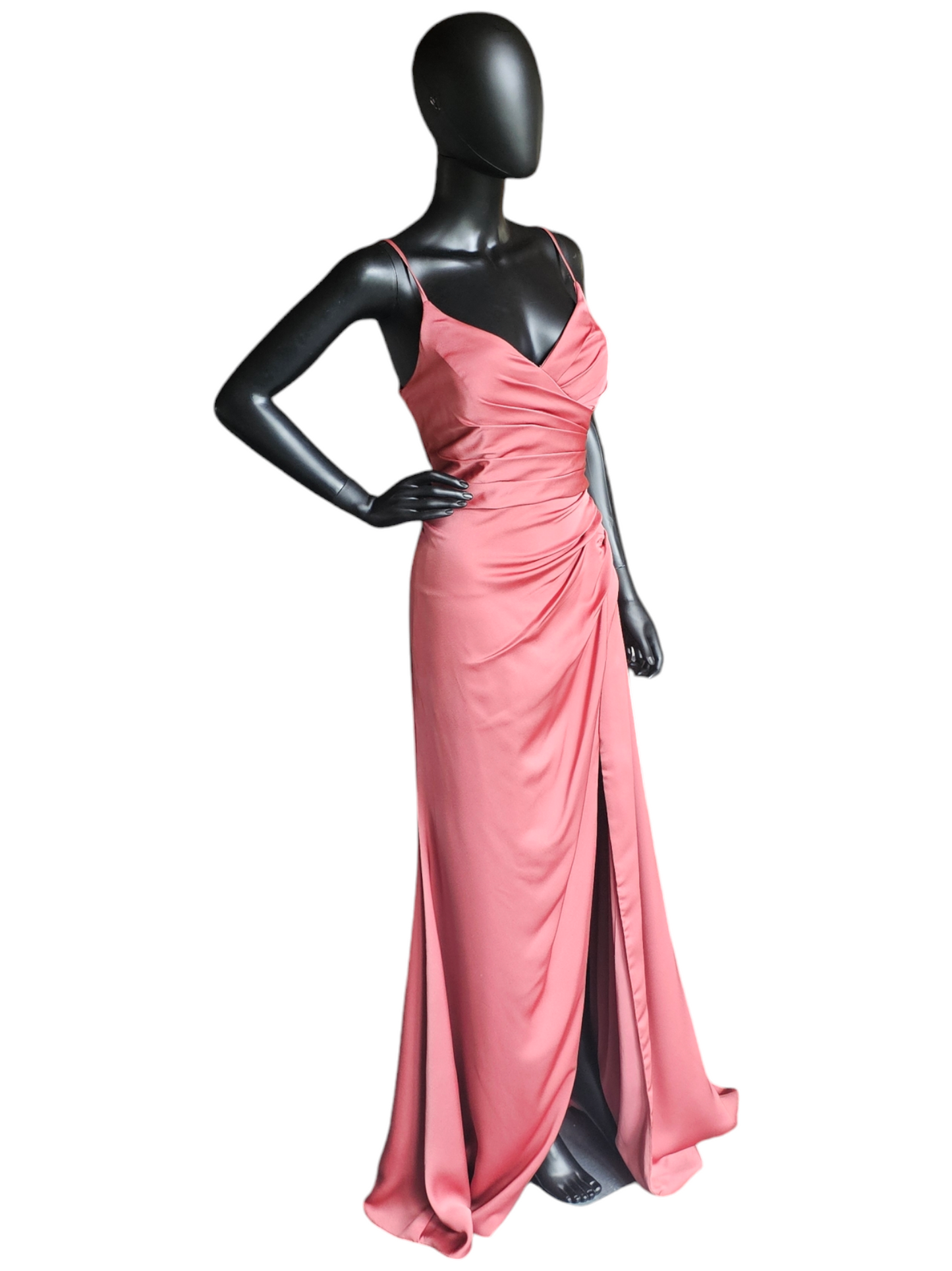 Hayley Paige Rosewood Crepe De Chine Ruched Formal Gown