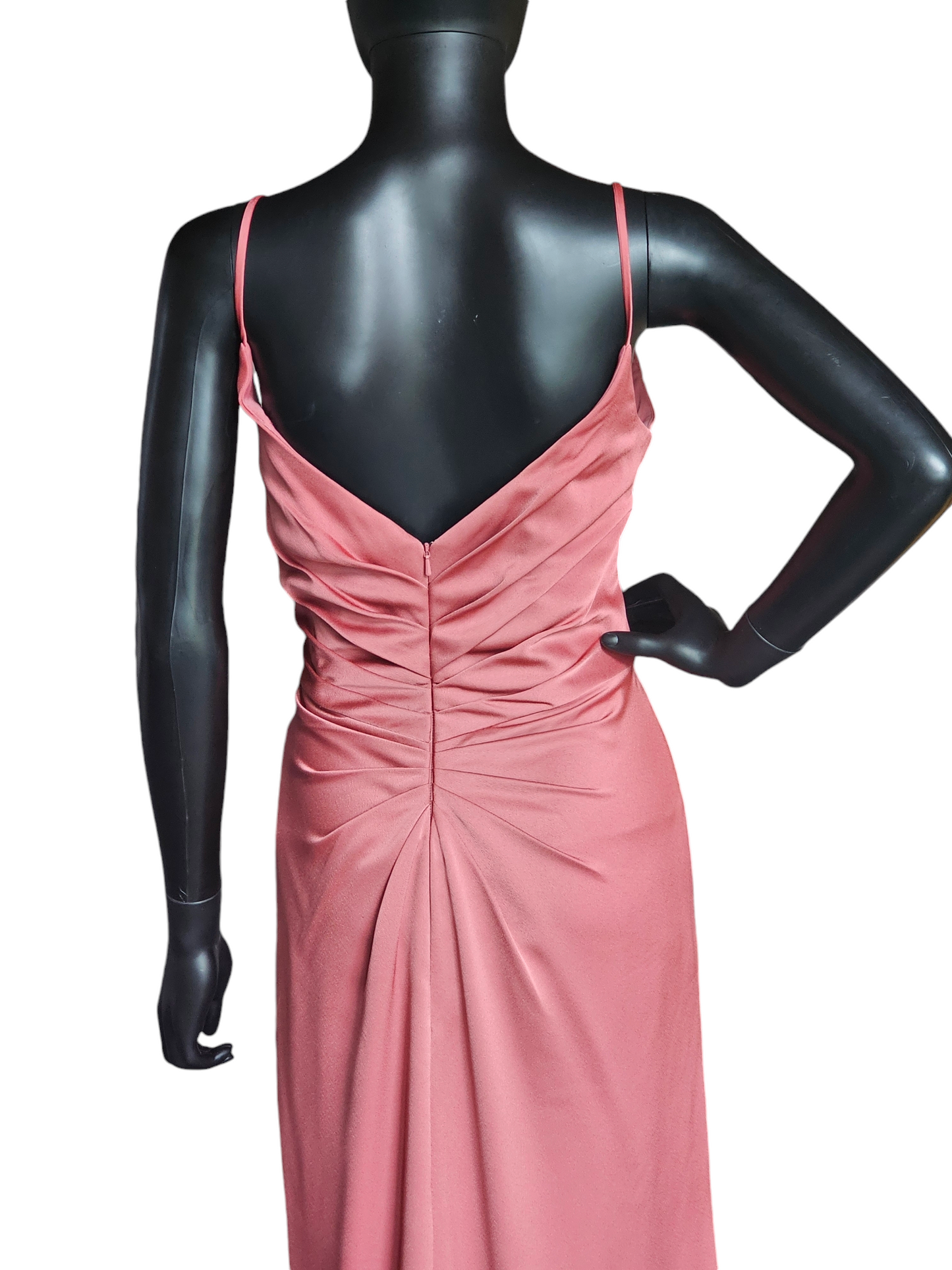 Hayley Paige Rosewood Crepe De Chine Ruched Formal Gown