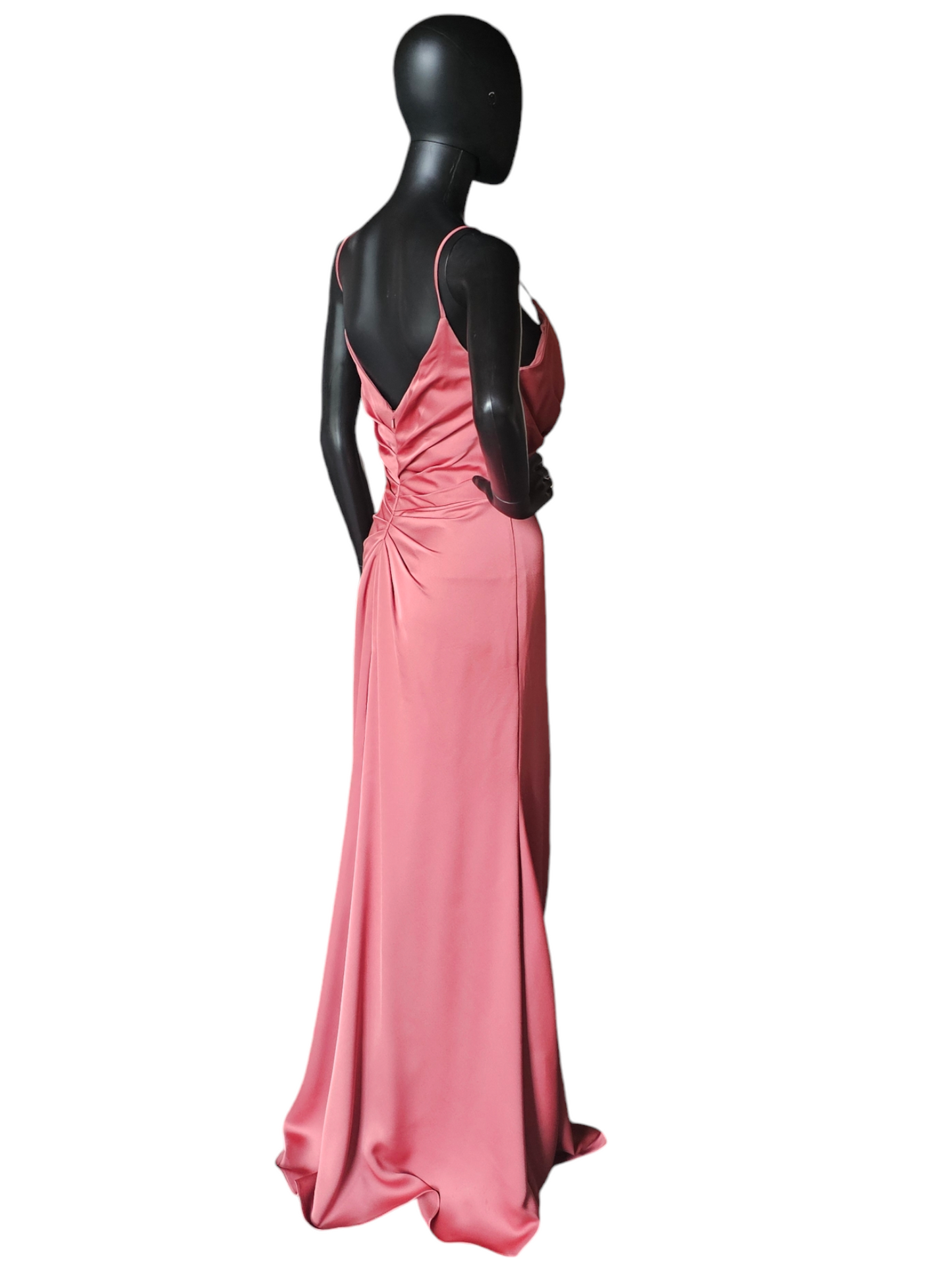 Hayley Paige Rosewood Crepe De Chine Ruched Formal Gown