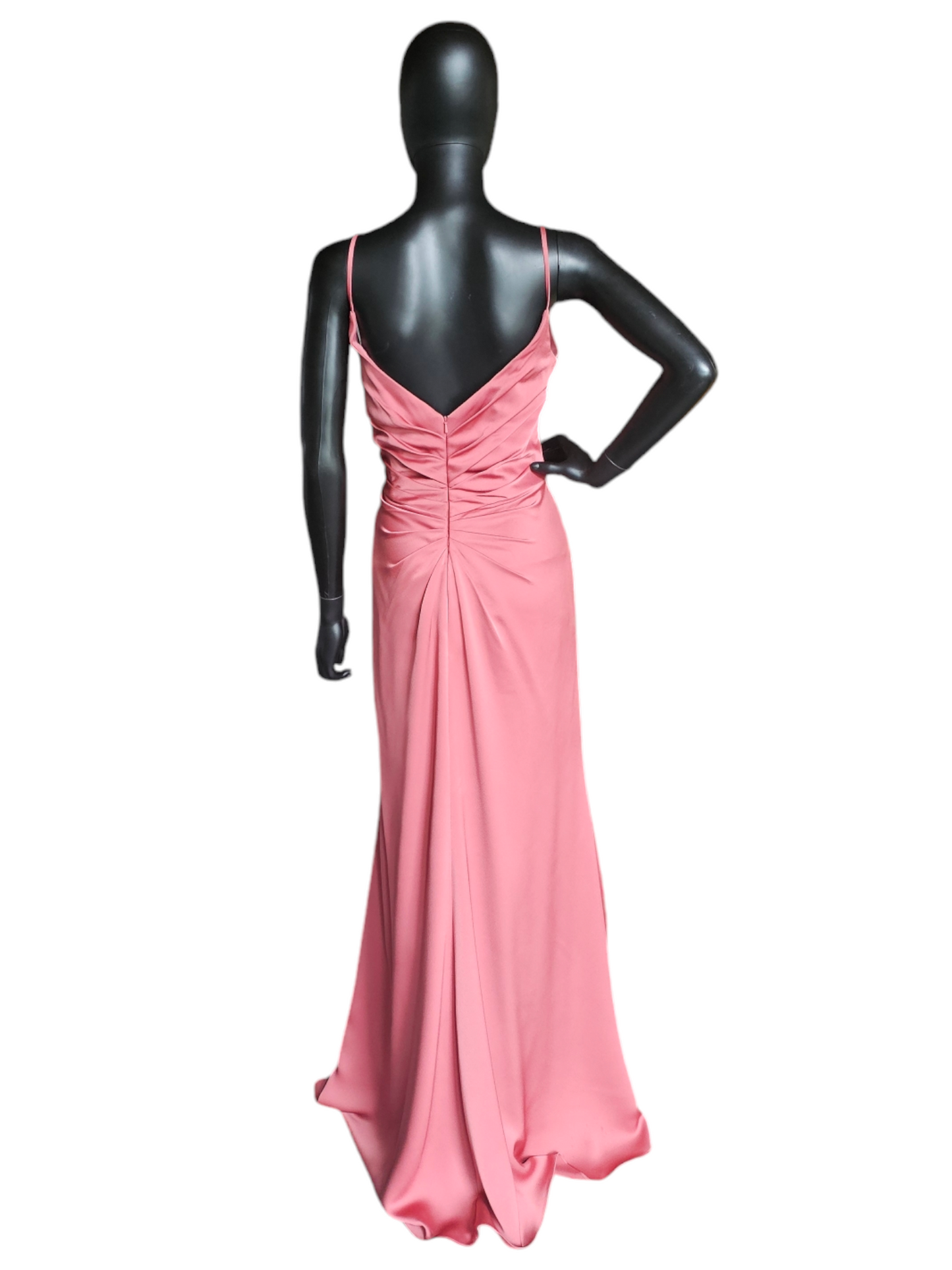 Hayley Paige Rosewood Crepe De Chine Ruched Formal Gown