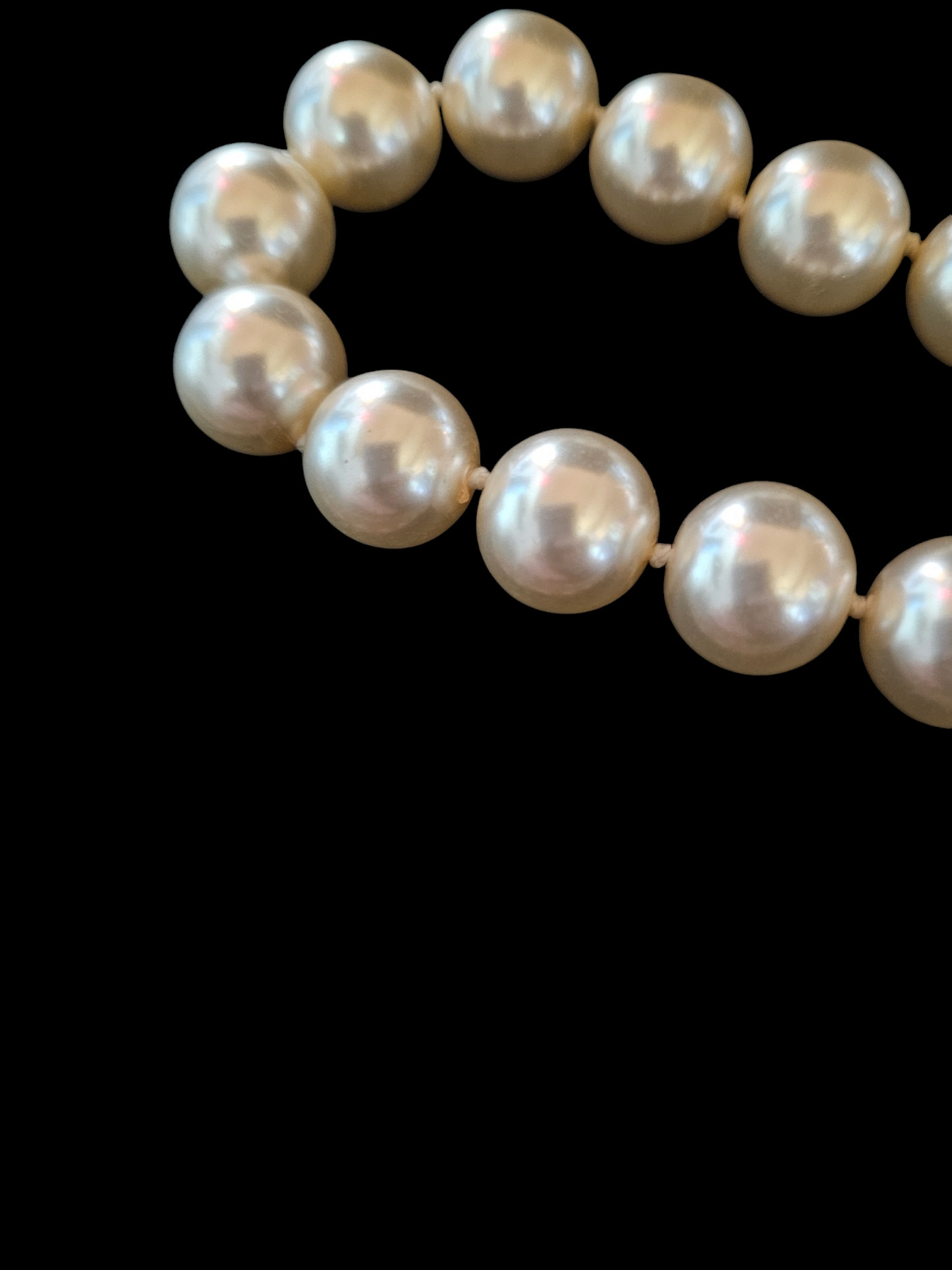 Large Faux Pearl Necklace with Ribbon Closure