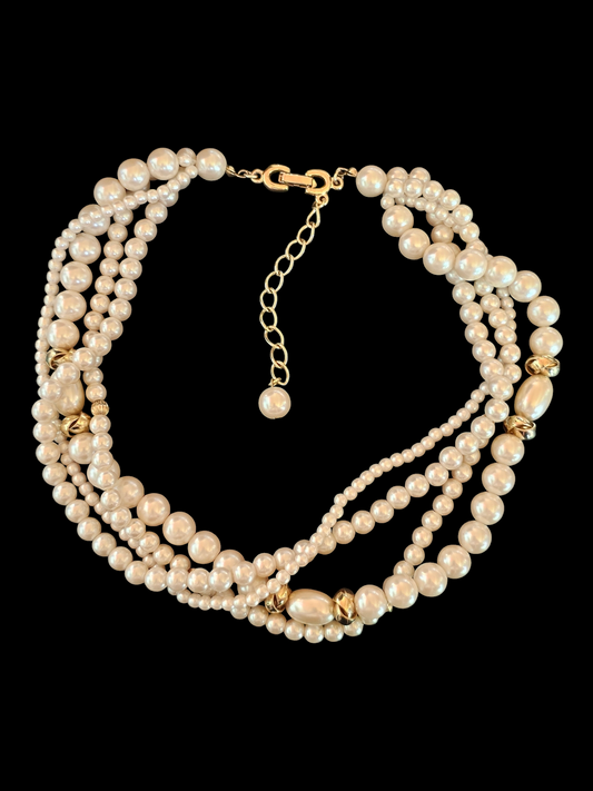 Multi-Strand Faux Pearl Necklace