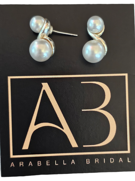 Faux Pearl Stud Earring W Twist