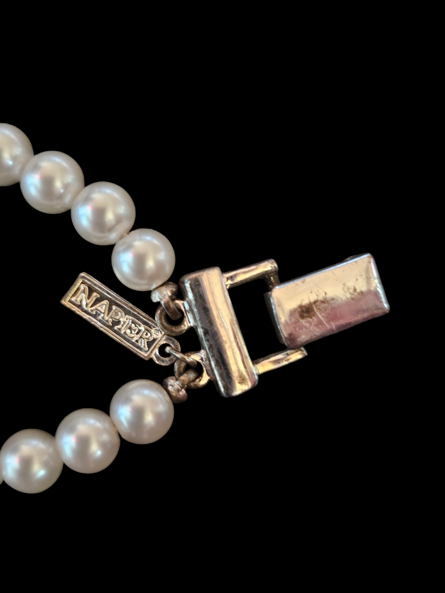 Vintage Napier Double Strand Faux Pearl Bracelet