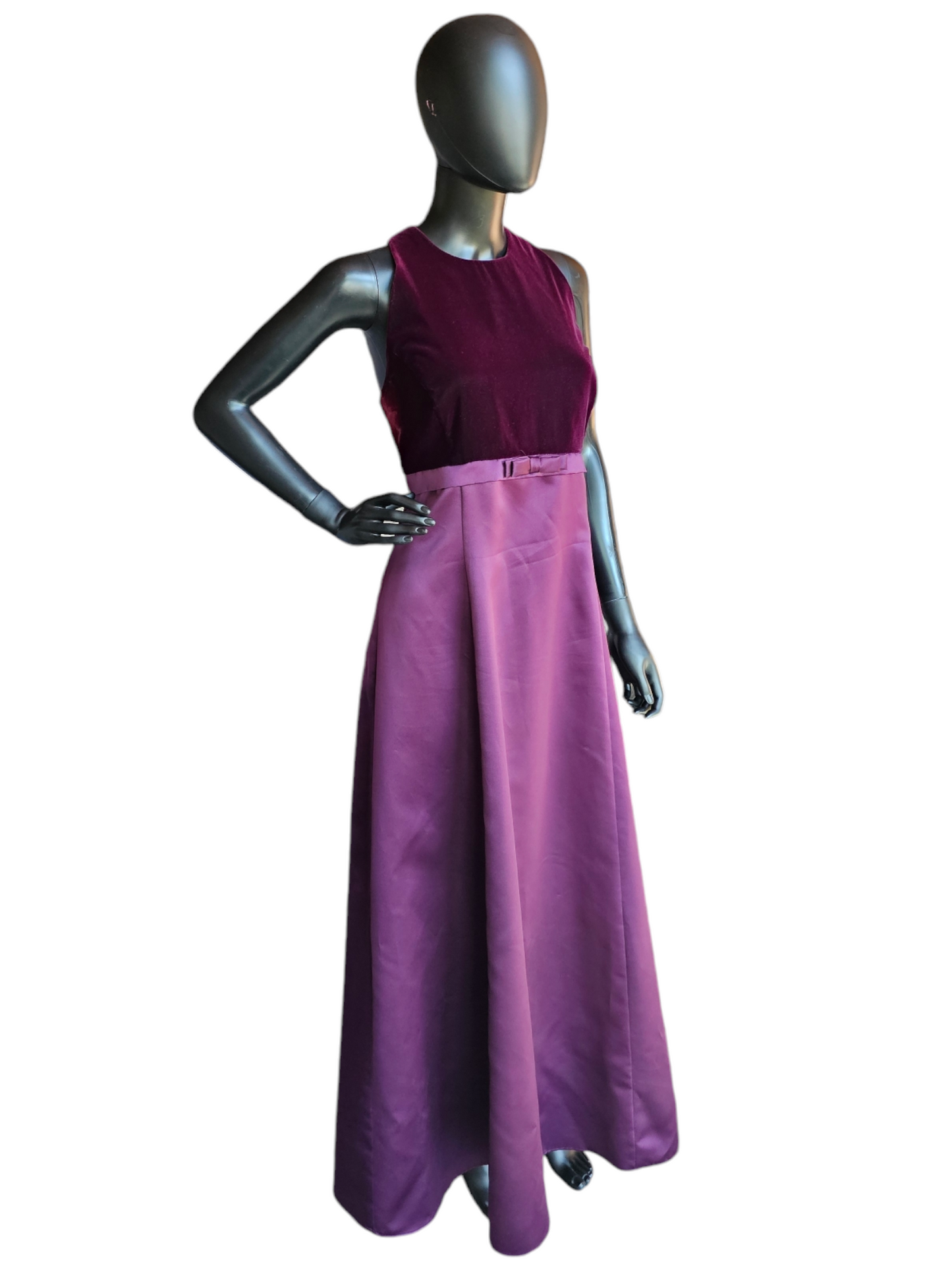 Burgundy Velvet Empire Waist Full Length Formal Gown - Scott McClintock