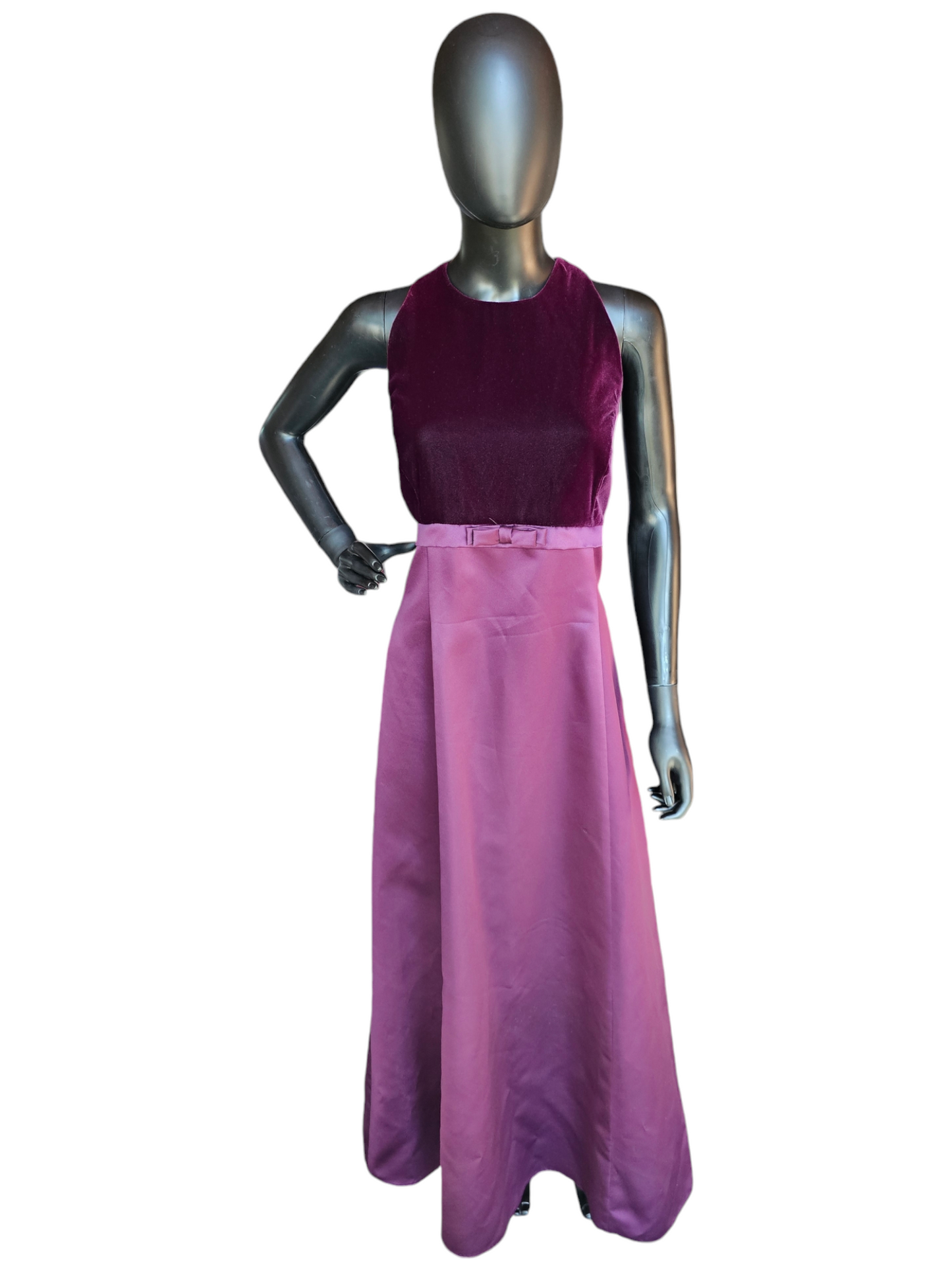 Burgundy Velvet Empire Waist Full Length Formal Gown - Scott McClintock