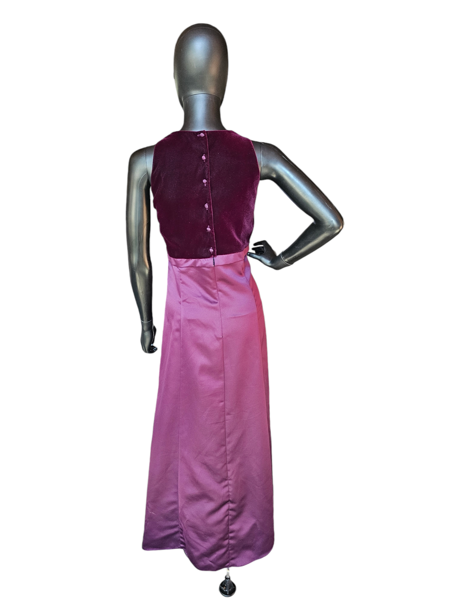 Burgundy Velvet Empire Waist Full Length Formal Gown - Scott McClintock