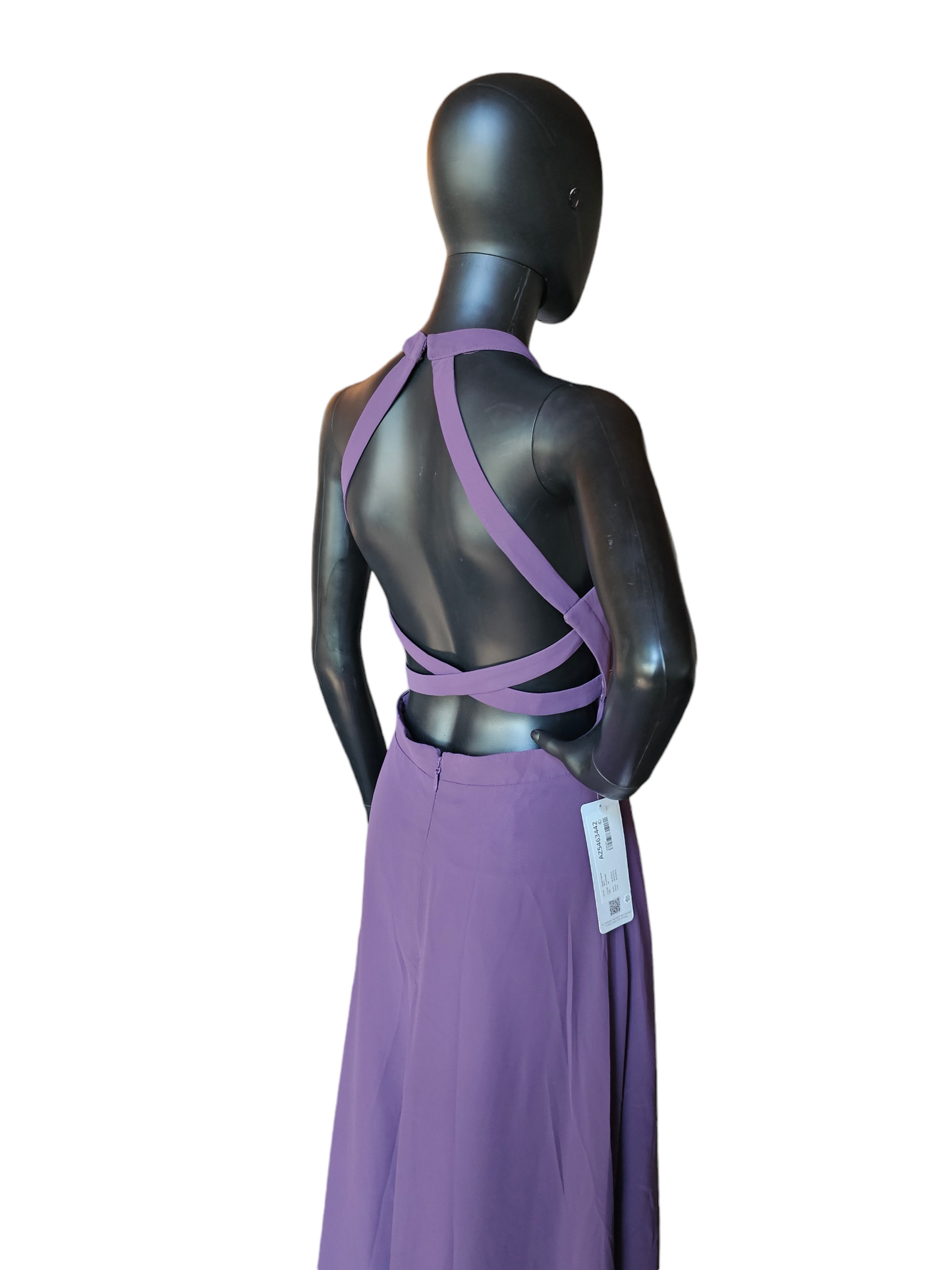 Purple Chiffon Halter Tie Back Bridesmaid Azazi NWT