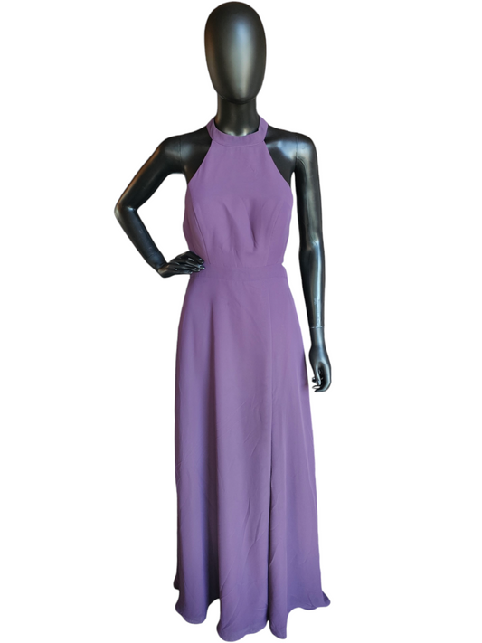 Purple Chiffon Halter Tie Back Bridesmaid Azazi NWT