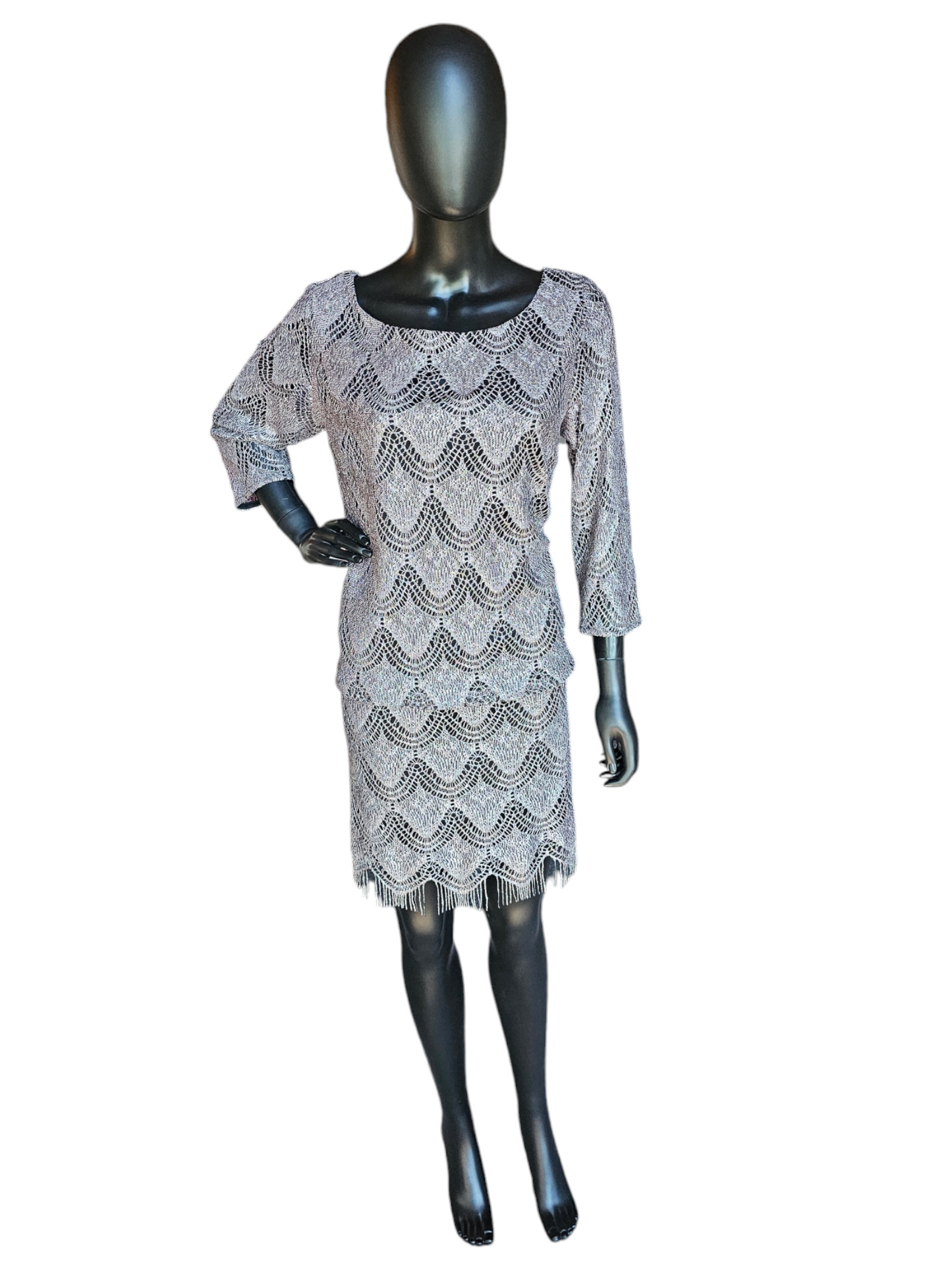 Silver Weave Cocktail Dress - SL Fashions