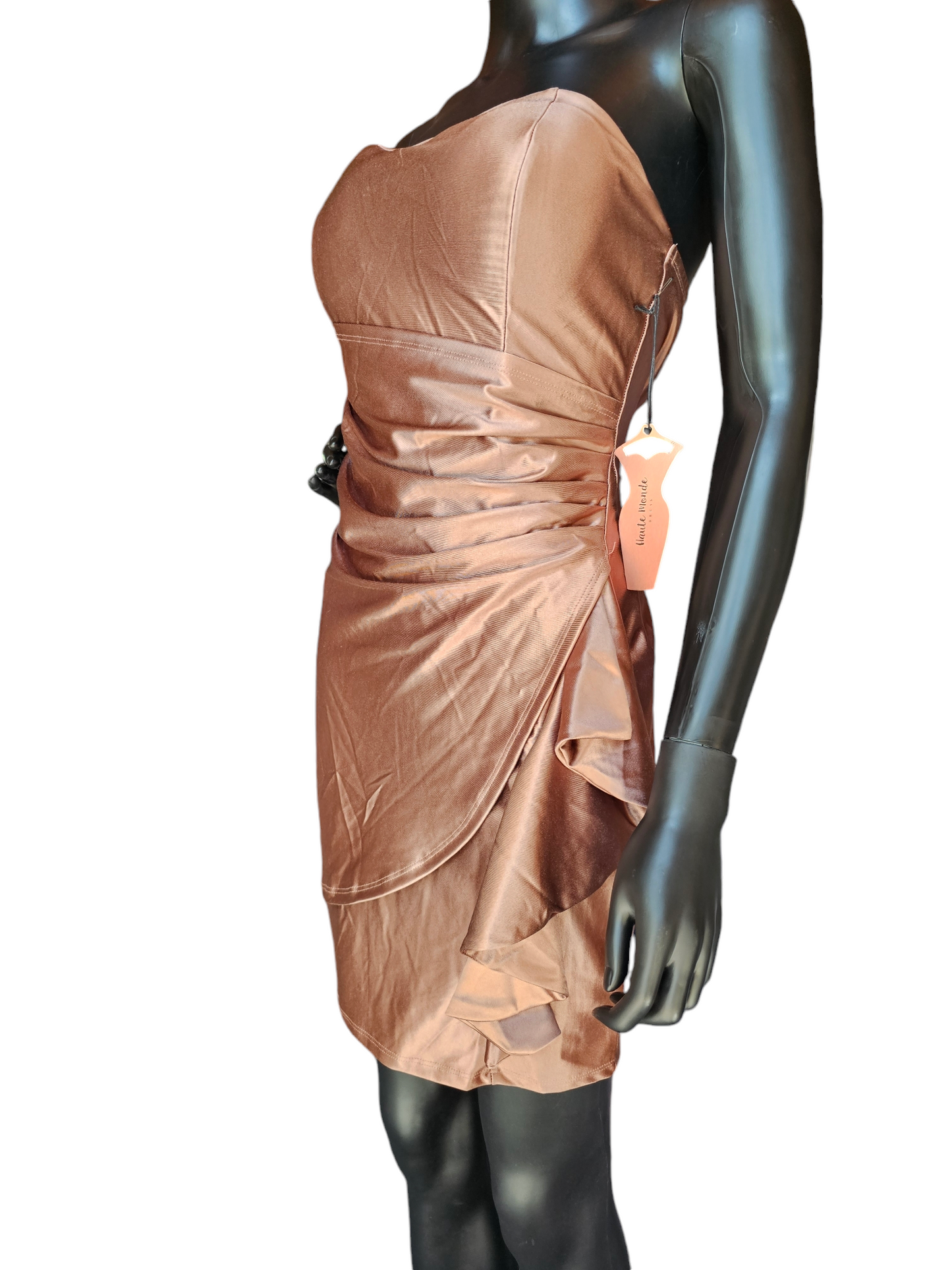 Bronze Stretch Satin Cocktail / Party Dress - Haute Monde NWT