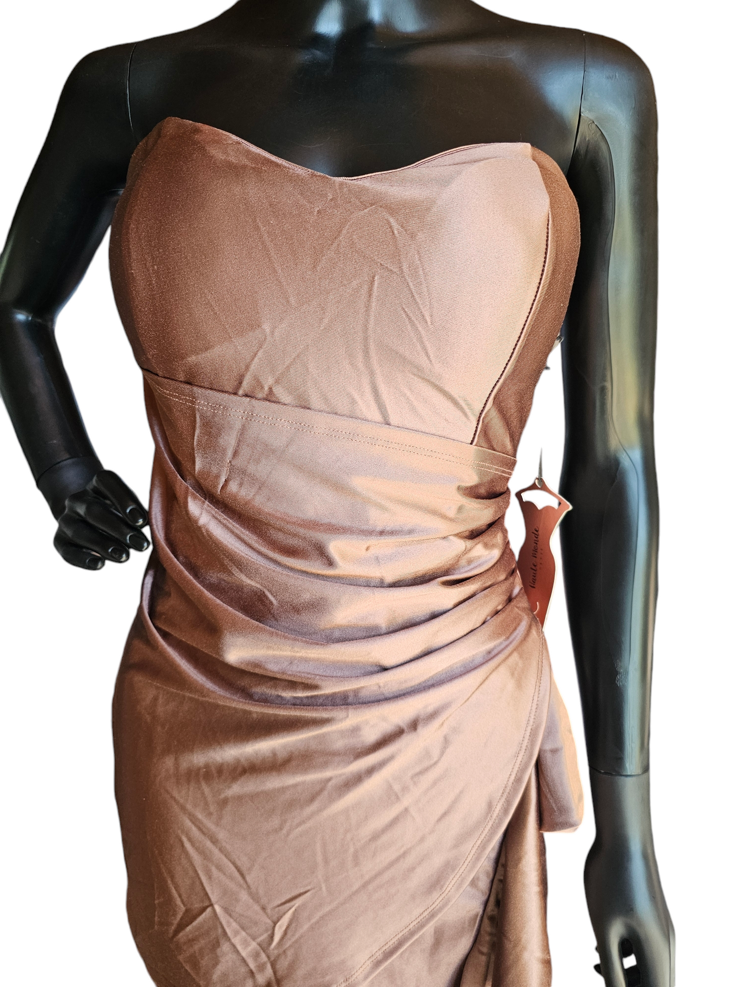 Bronze Stretch Satin Cocktail / Party Dress - Haute Monde NWT