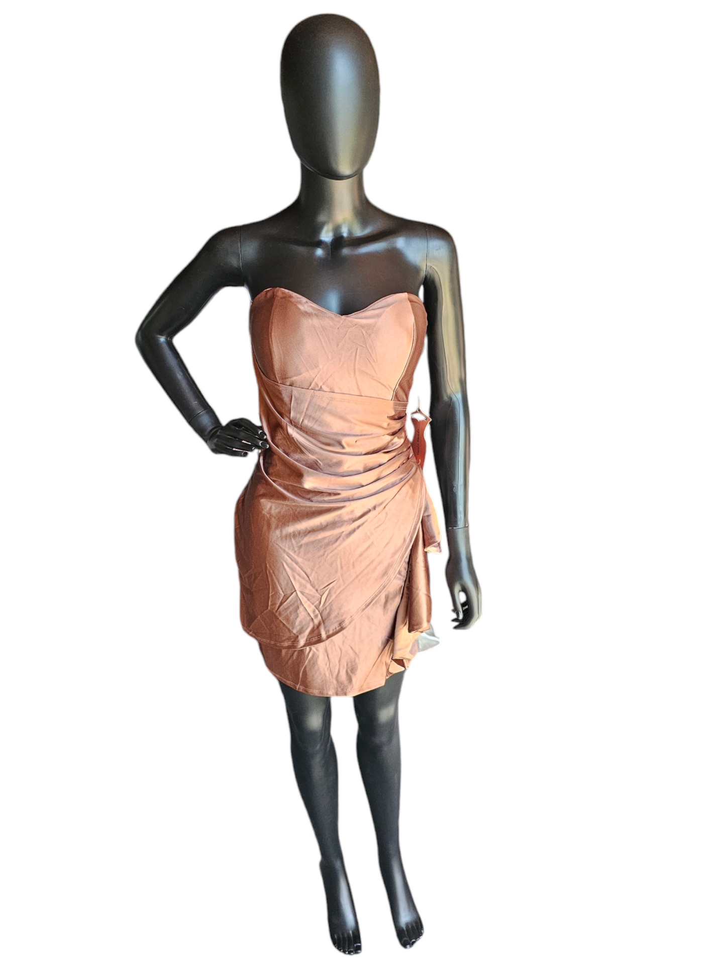 Bronze Stretch Satin Cocktail / Party Dress - Haute Monde NWT