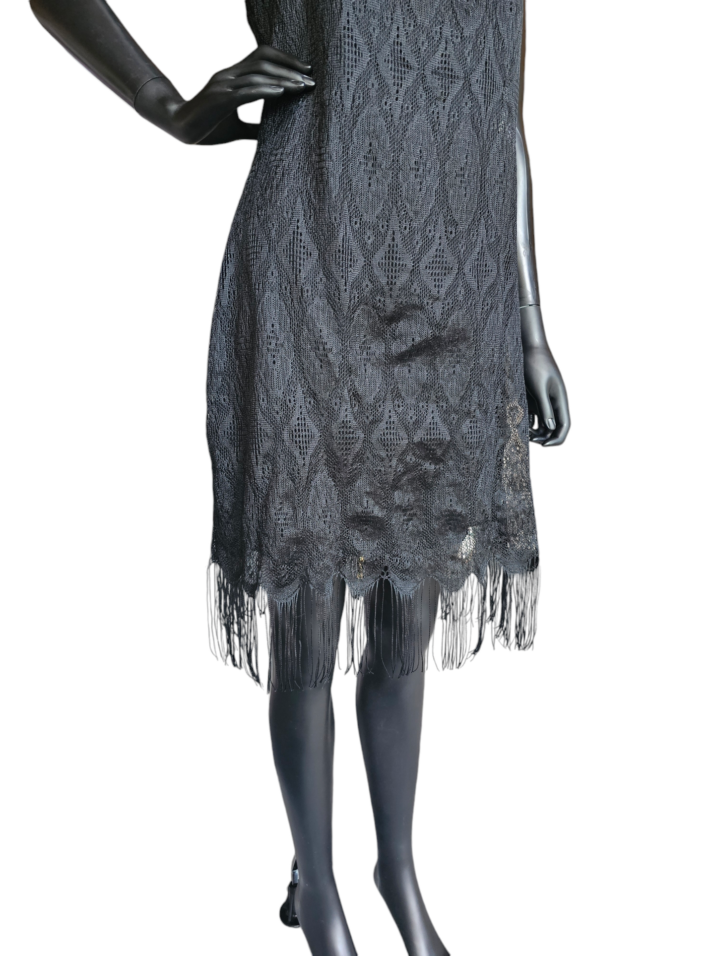 Black Lace Fringe Party Dress