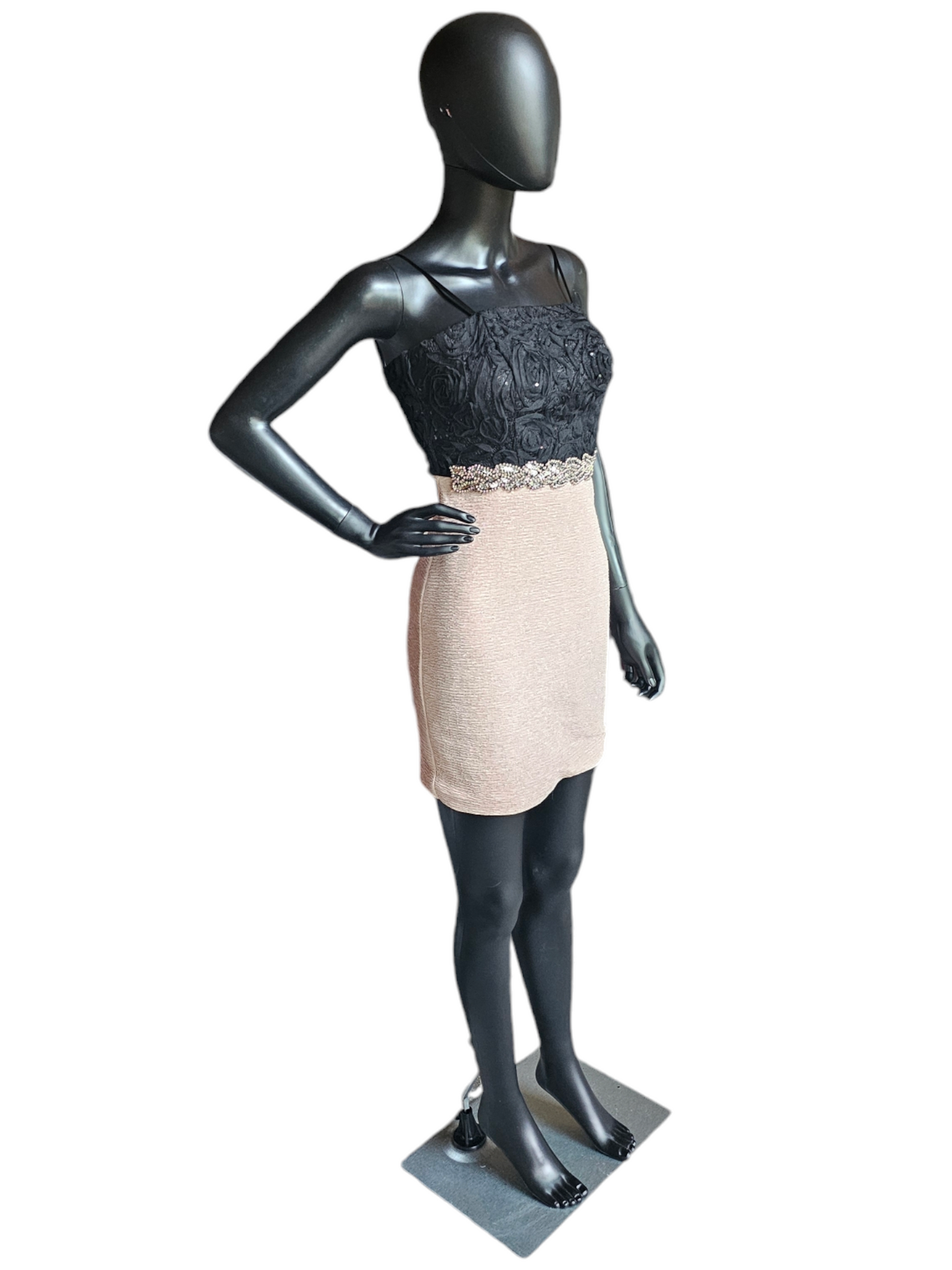 Black 3D Rose/Pink Sparkle Party Dress - City Triangles