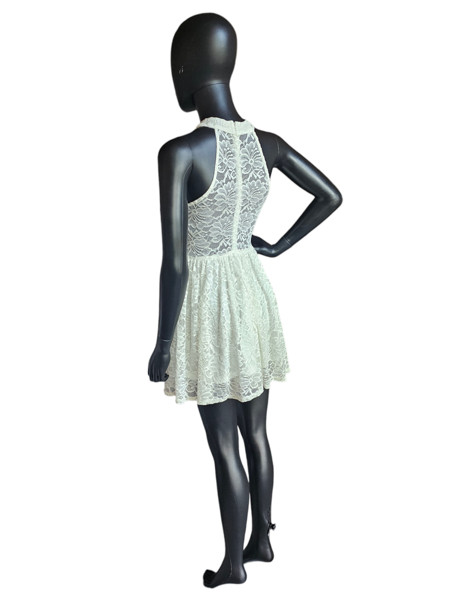 White Lace Halter Illusion Dress - Windsor