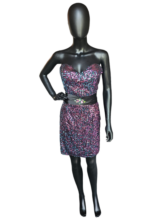 Alyce Paris 2-Tone Pink/Blue Sequin Party Dress / Homecoming / Cocktail