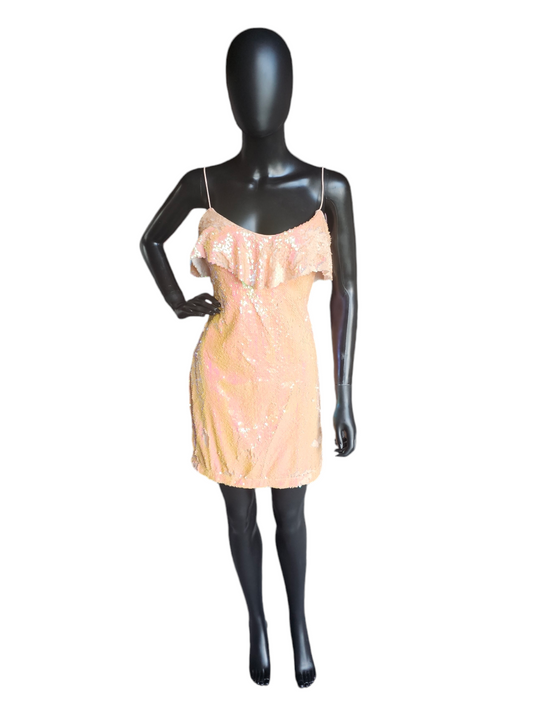 Peach Sequin Spaghetti Strap Dress - Lulus NWT