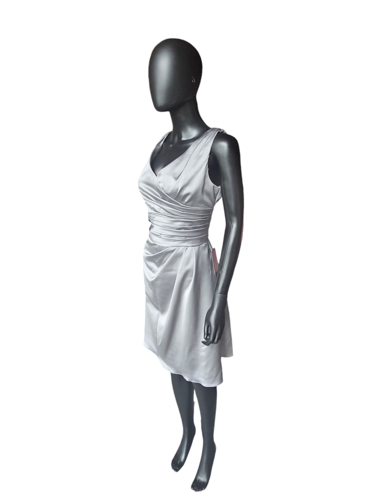 Silver Satin Side Ruched Cocktail Dress - David's Bridal