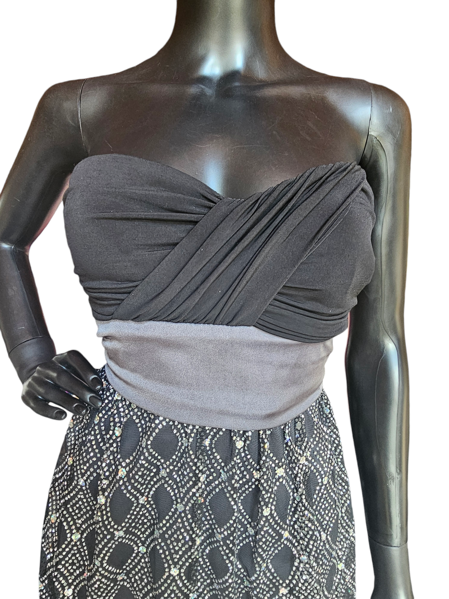 Black/Grey Shimmer Skirt Dress - BCX Arabella Bridal Black/Grey Shimmer Skirt Dress - BCX Arabella Bridal