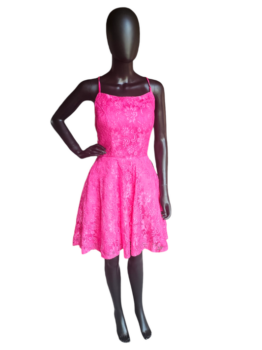 Hot Pink Lace Tie Back Dress - NWT