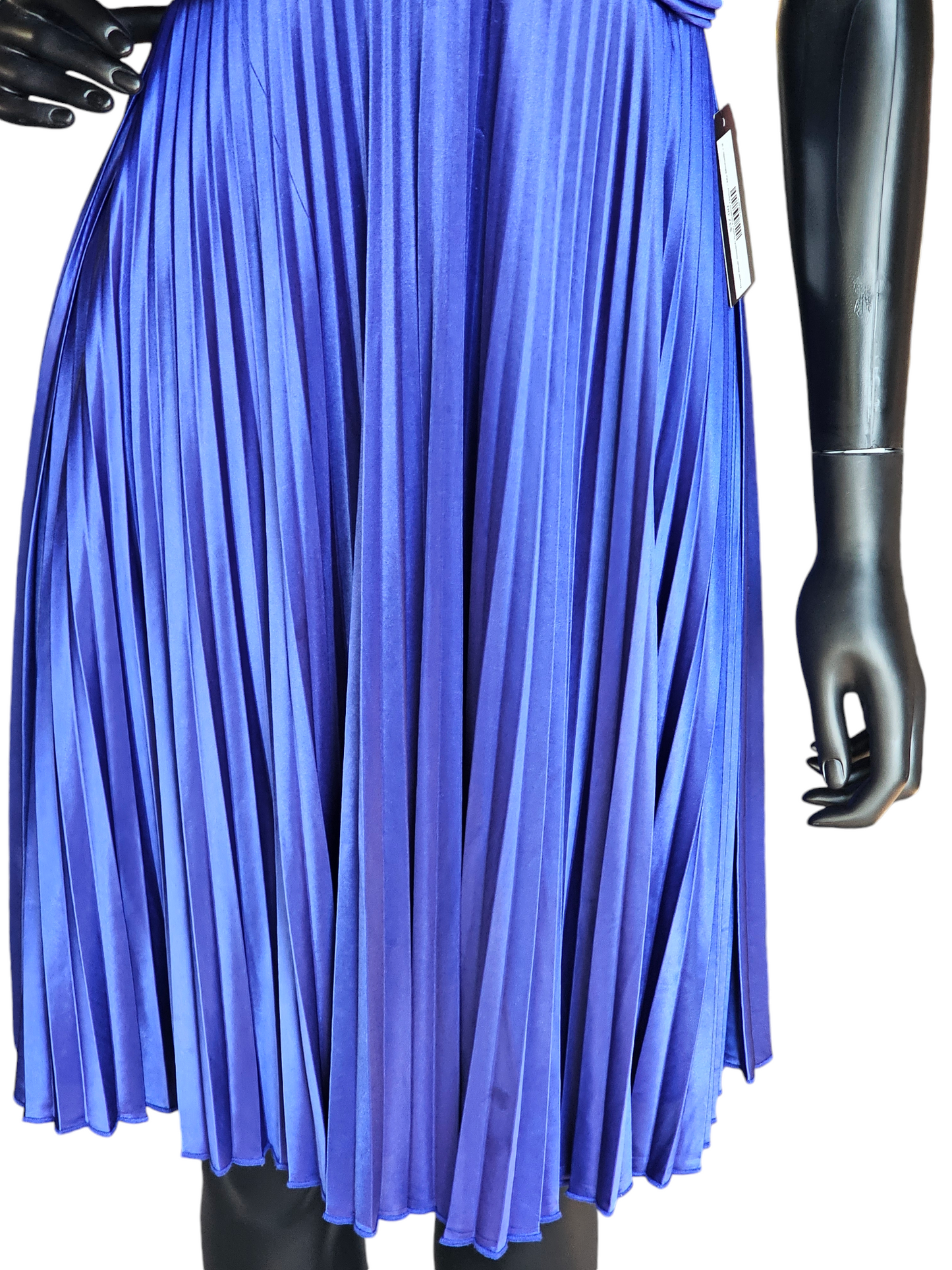 Royal Blue Stretch Satin Pleated Halter - My Michelle