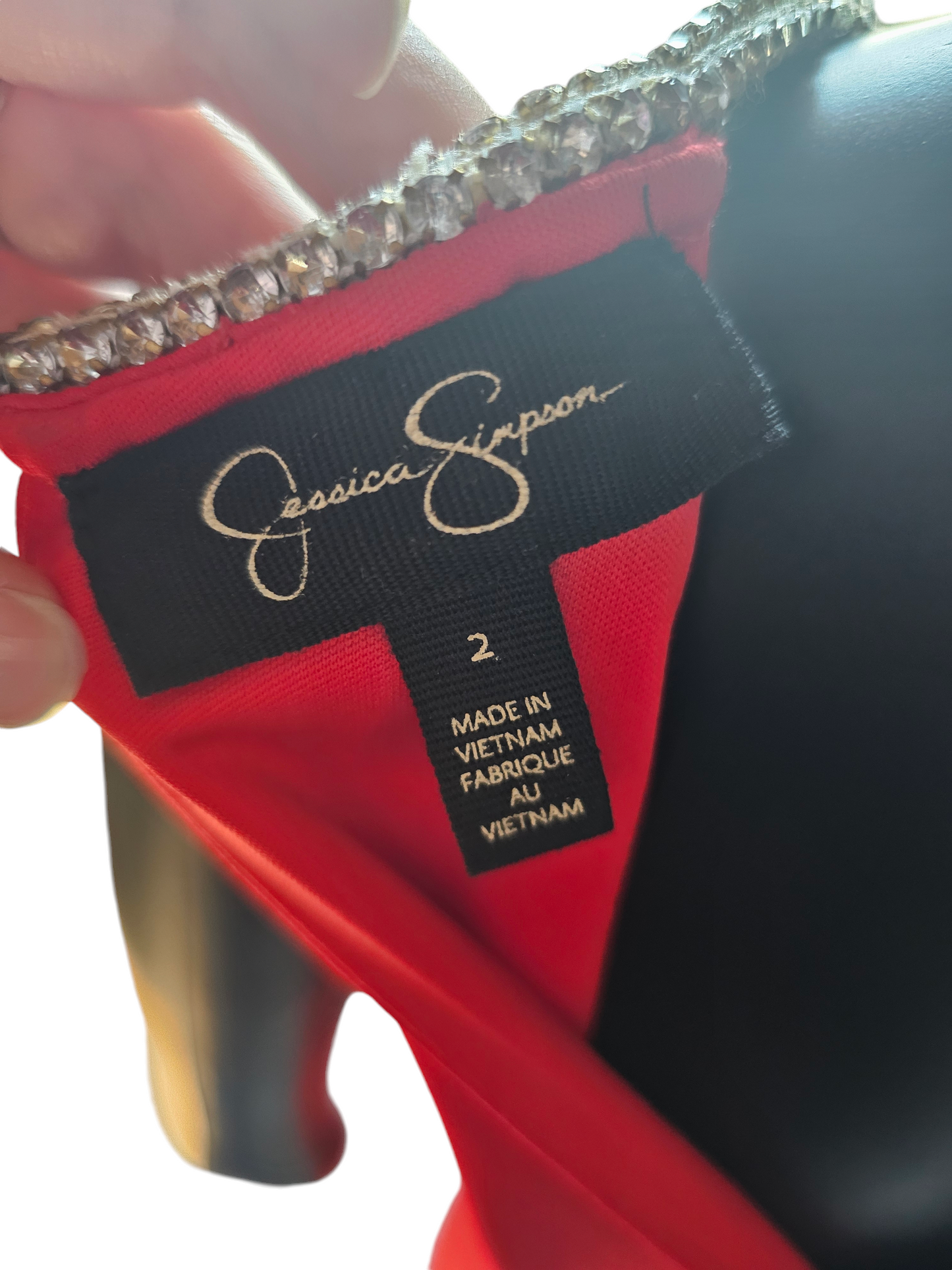 Red Cocktail W/Jeweled Halter - Jessica Simpson