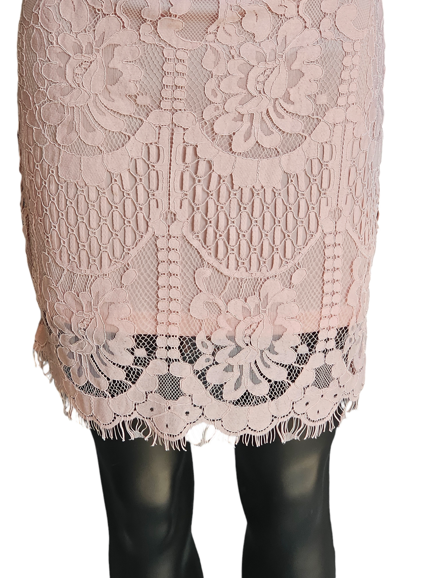 Pink Lace Illusion Sheath Dress