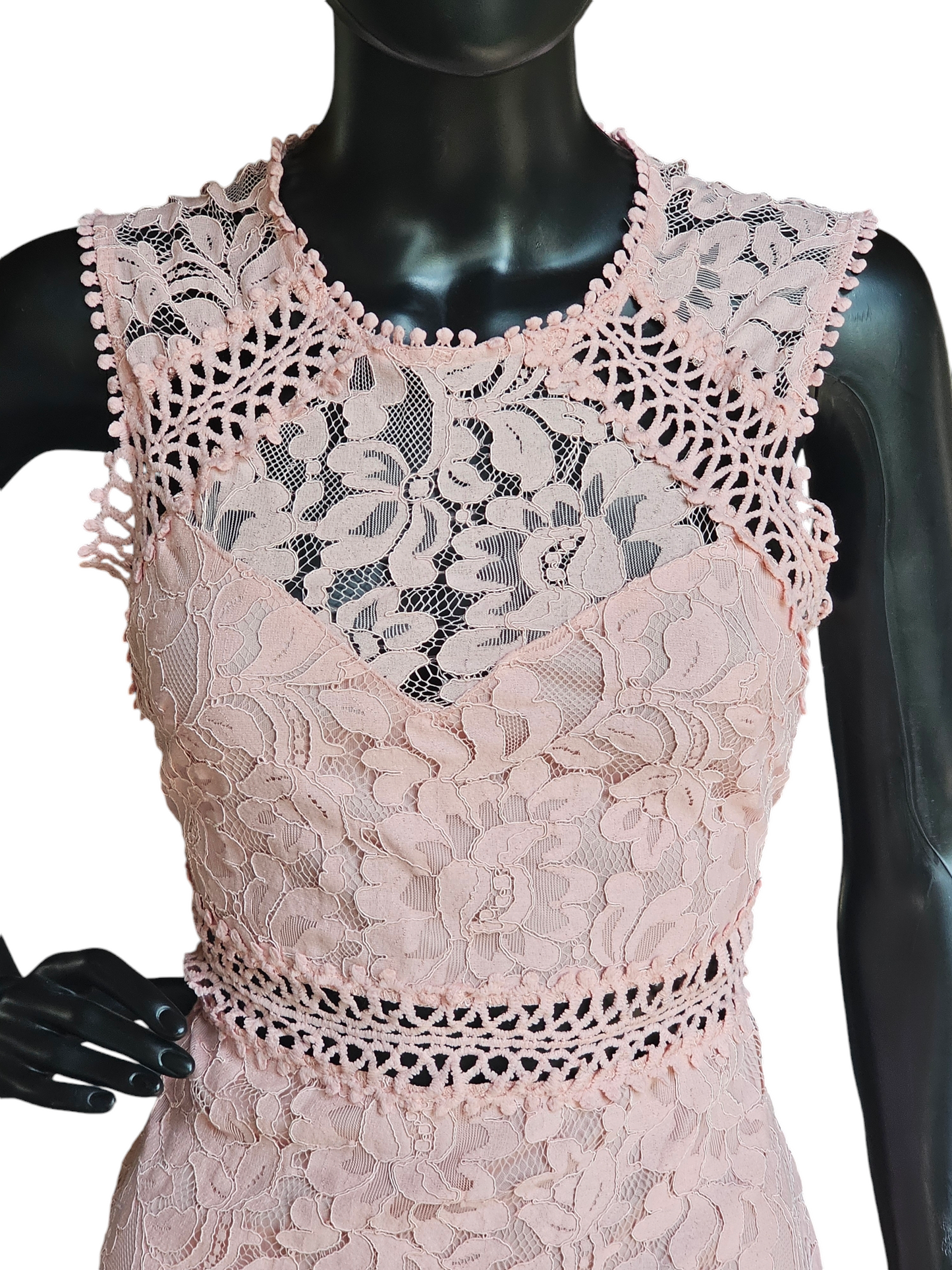 Pink Lace Illusion Sheath Dress