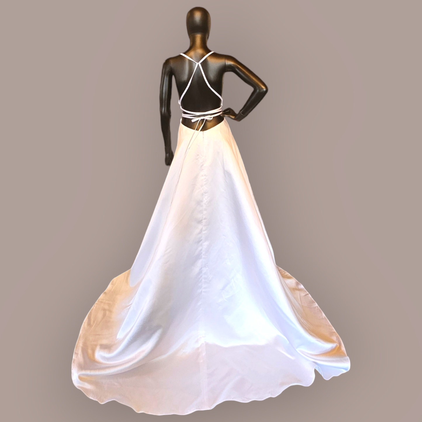 White Satin Strappy Back Wedding Gown