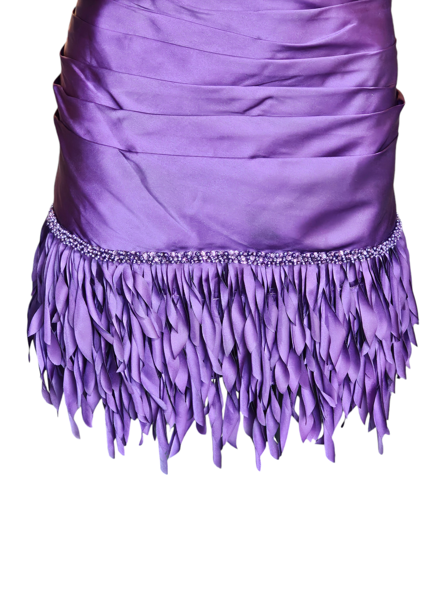 Purple Ruched Fringe Hem Cocktail Dress - JS Collections