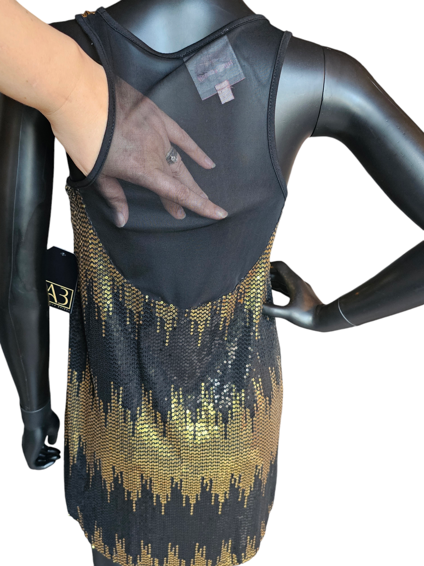 Black/Gold Sequin Tshirt Dress - Romeo & Juliet Couture