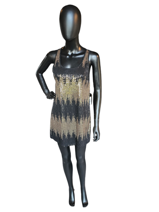 Black/Gold Sequin Tshirt Dress - Romeo & Juliet Couture