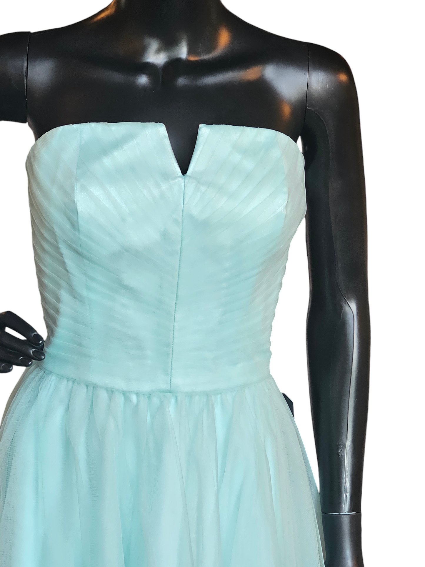 Turquoise Tulle Strapless Dress - Mori Lee