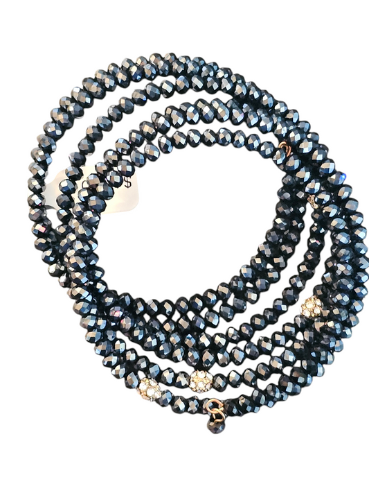 Navy Swarovski Bead Wrap Bracelet