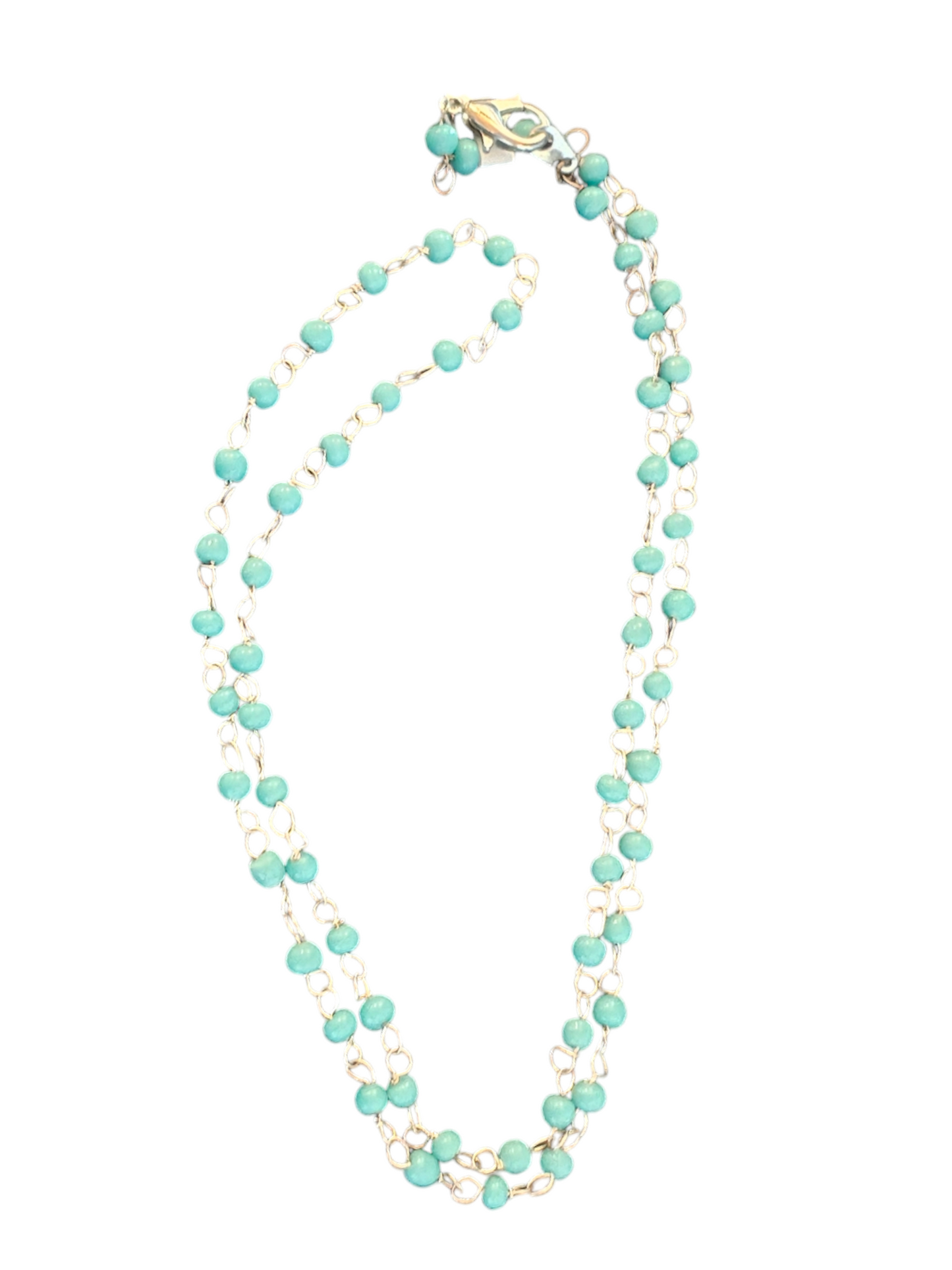 Turquoise Bead Long Chain Necklace