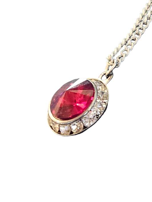 Red Crystal Round Pendant Necklace