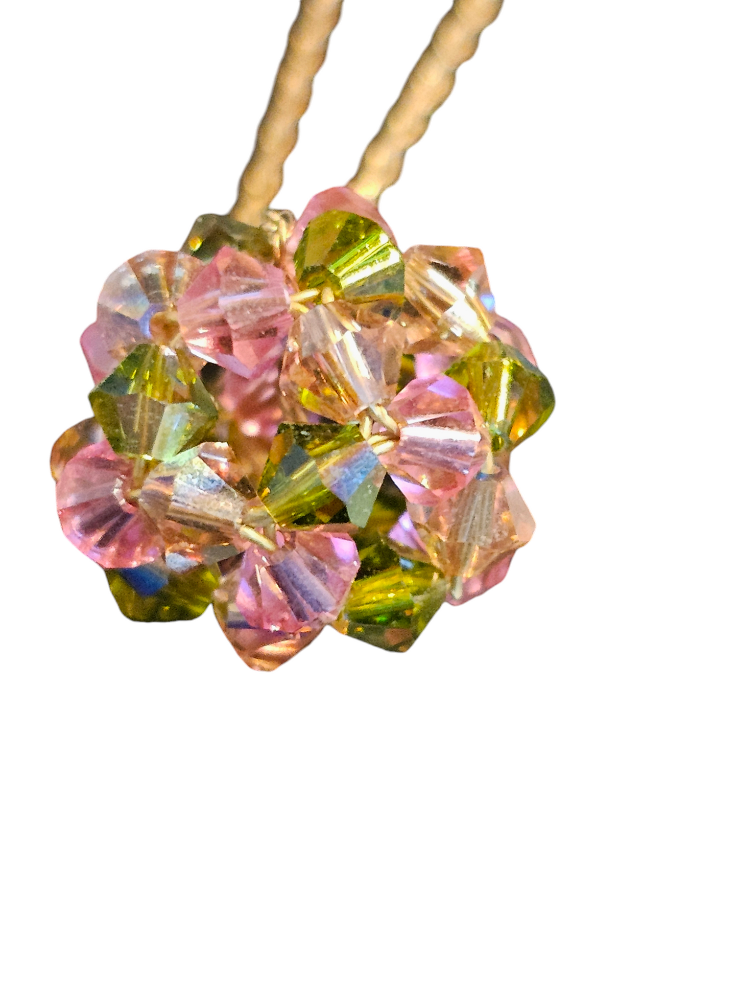 Gold Chain Pink/Green Crystal Bead Rhondell