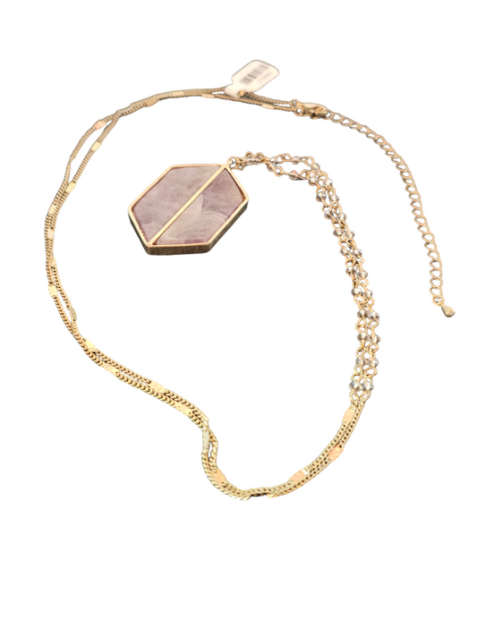 Gold/Pink Resin Long Pendant Necklace