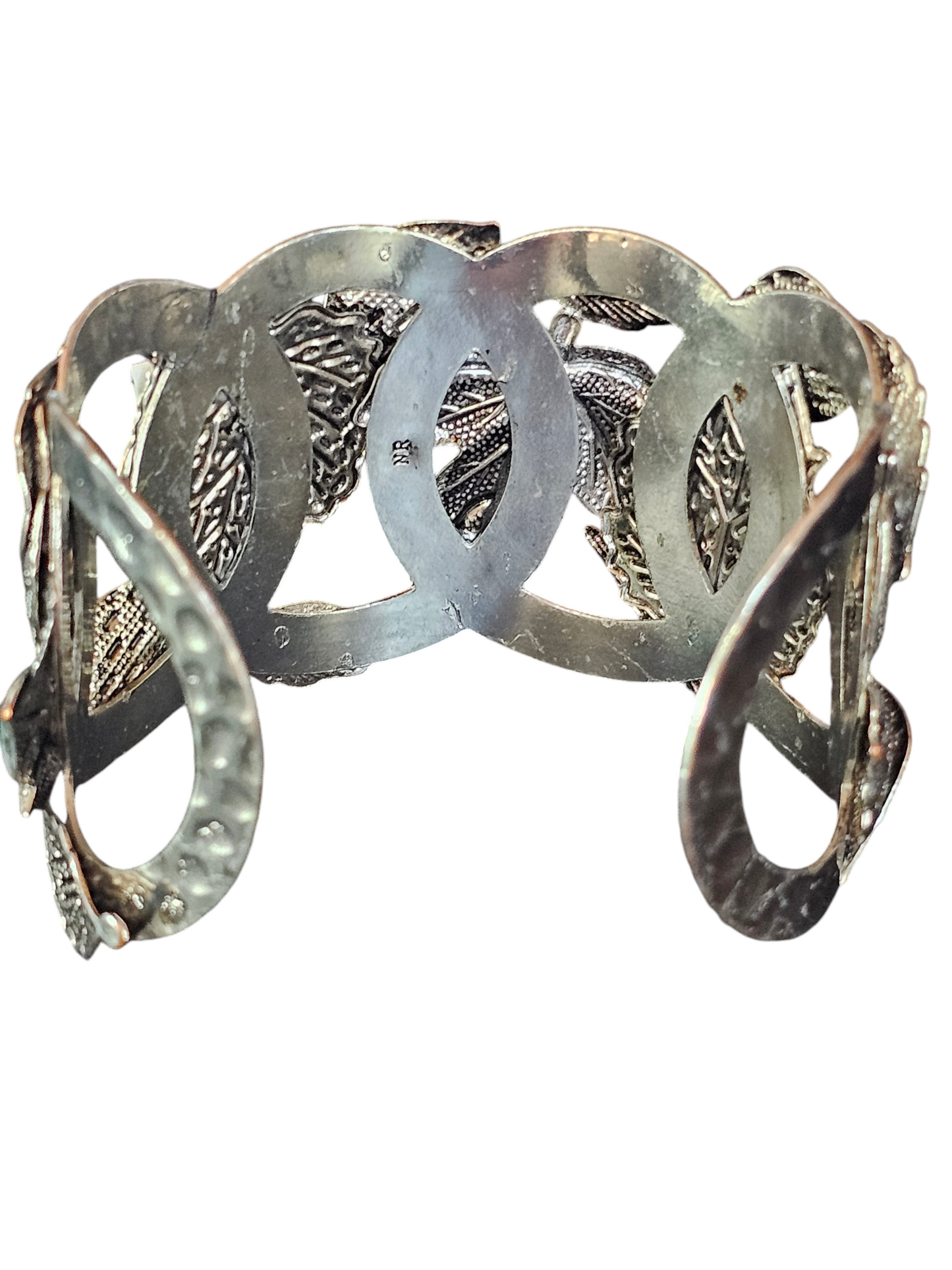 Hammered Silver Leaf Cuff Bracelet