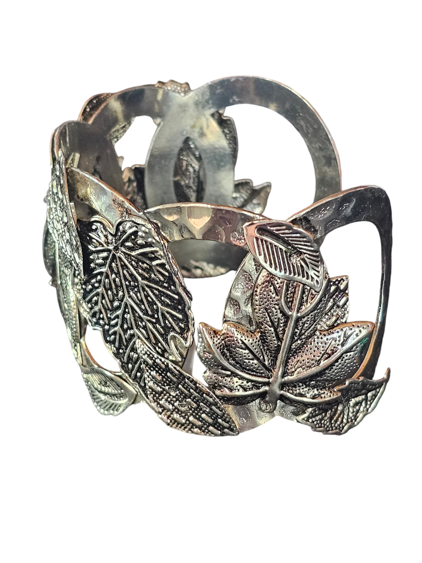 Hammered Silver Leaf Cuff Bracelet