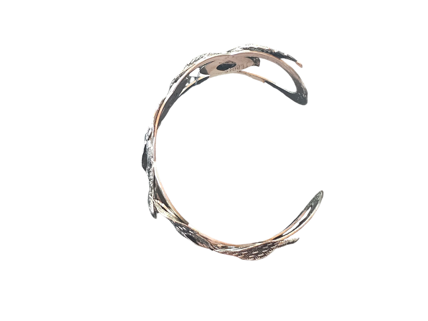 Hammered Silver Leaf Cuff Bracelet